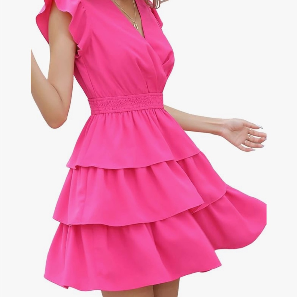 Pink Ruffled Cocktail Dress - Picture 8 of 9